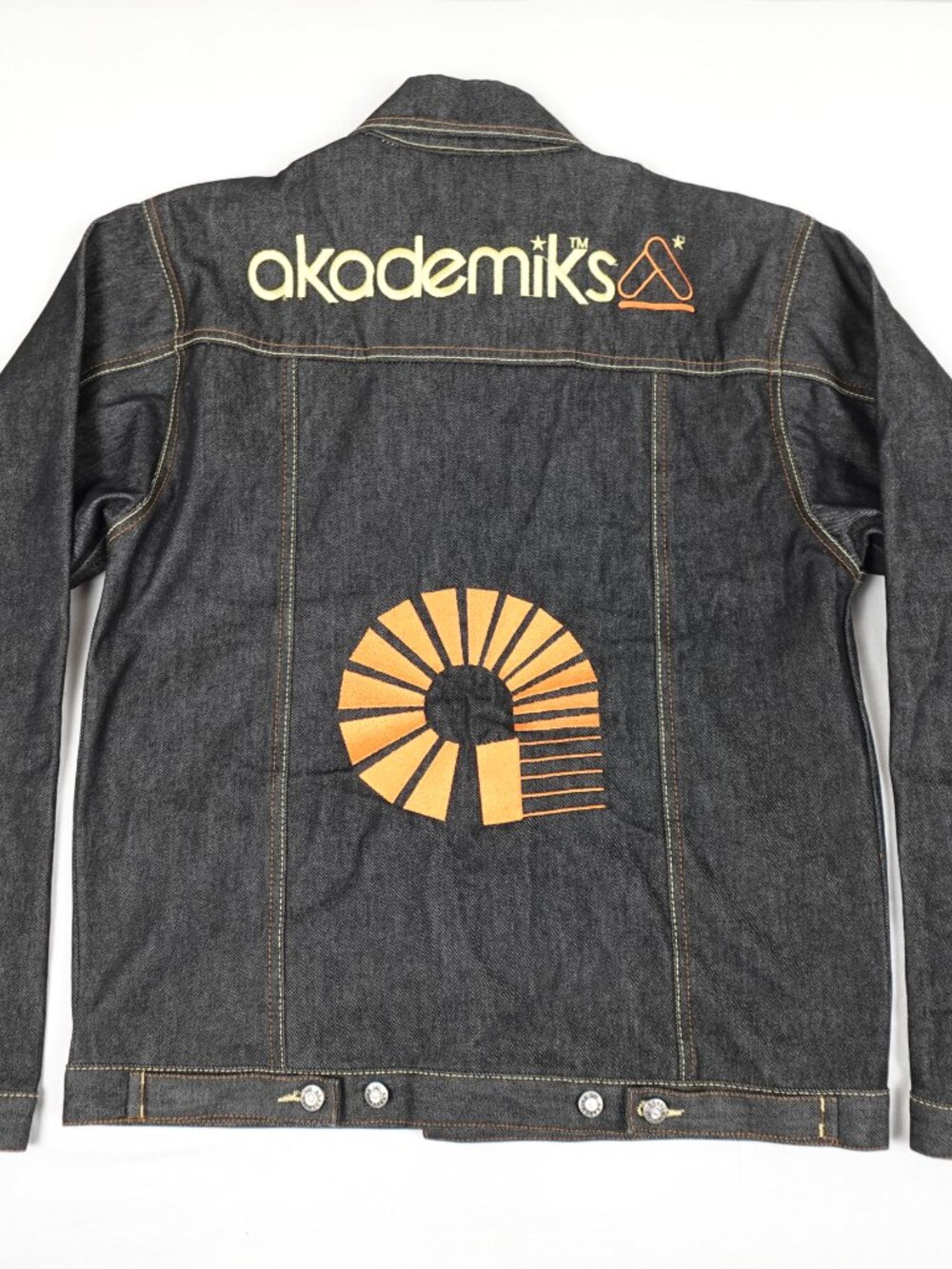 Vintage akademiks Jean Jacket Men's Large Embroidered 90s Y2K Streetwear